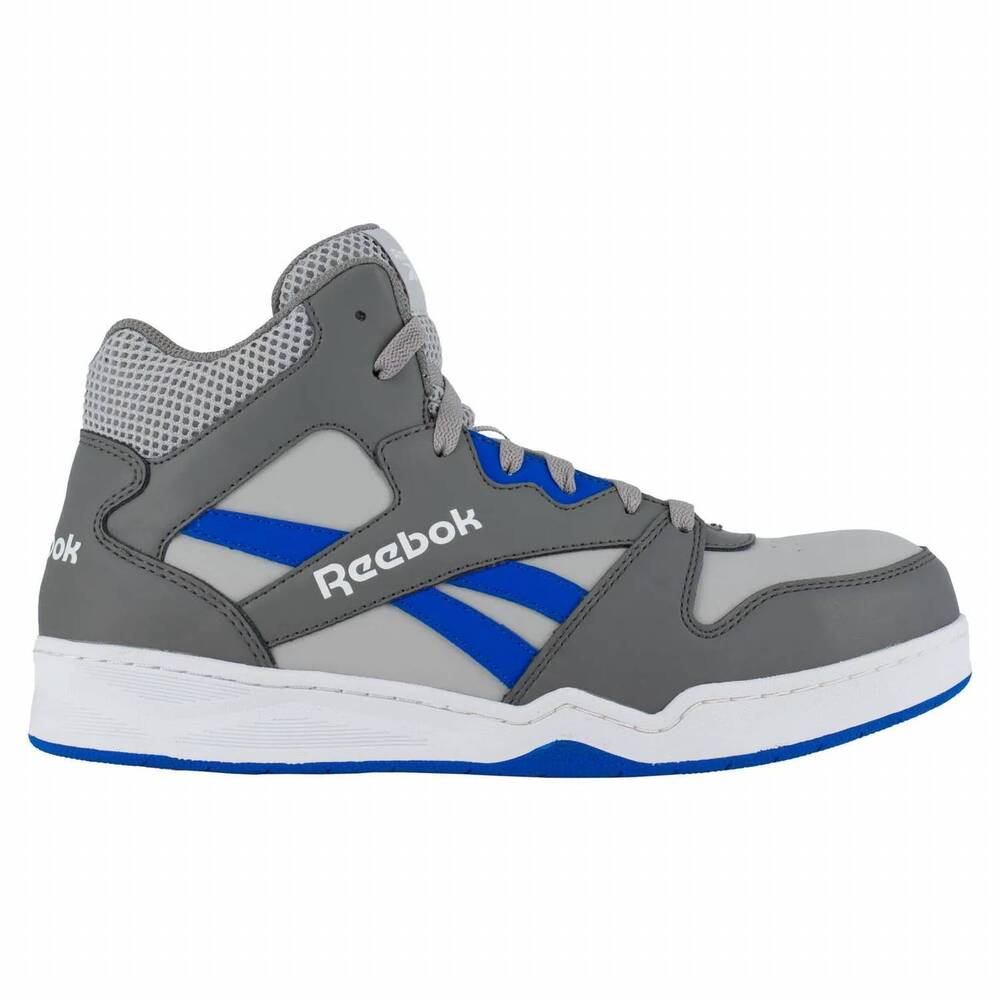 NEW REEBOK men's high top work sneaker in grey/cobalt blue